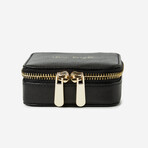 Heritage Leather Square Zip Jewelry Case // Black // 886002