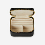 Heritage Leather Square Zip Jewelry Case // Black // 886002