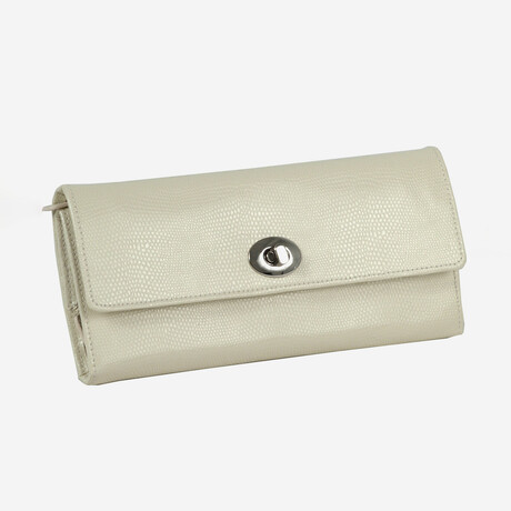 London Leather Jewelry Roll // Cream // 315353