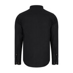 Half Button Up Mock Neck Sweatshirt // Black (S)