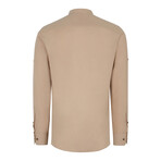 Half Button Up Mock Neck Sweatshirt // Beige (S)