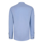 Half Button Up Mock Neck Sweatshirt // Blue (S)