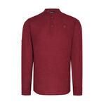 Half Button Up Mock Neck Sweatshirt // Burgundy (S)