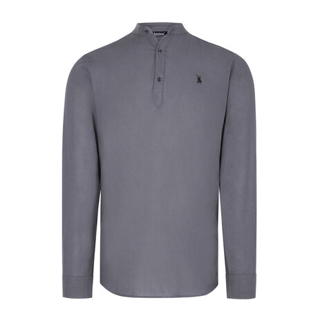 Half Button Up Mock Neck Sweatshirt // Anthracite (S)