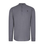 Half Button Up Mock Neck Sweatshirt // Anthracite (S)