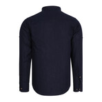 Half Button Up Mock Neck Sweatshirt // Dark Blue (S)