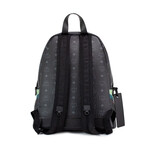 Graphic Lines Medium Pebbled Visetos Leather Backpack // Black + Multicolor