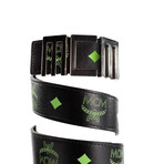 Claus Mens Visetos Logo Leather Numeric Buckle Belt // Summer Green