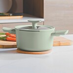 BergHOFF Balance Nonstick Ceramic Stockpot 10" // 5.8qt. With Glass Lid // Recycled Aluminum // Sage