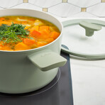 BergHOFF Balance Nonstick Ceramic Stockpot 10" // 5.8qt. With Glass Lid // Recycled Aluminum // Sage