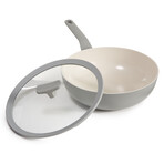 BergHOFF Balance Nonstick Ceramic Wok Pan 11" // 4.4qt. With Glass Lid // Recycled Aluminum // Moonmist