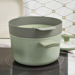 BergHOFF Balance Nonstick Ceramic Stockpot 10" // 5.8qt. With Glass Lid // Recycled Aluminum // Sage