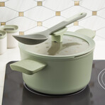 BergHOFF Balance Nonstick Ceramic Stockpot 8" // 3.3qt. With Glass Lid // Recycled Aluminum // Sage