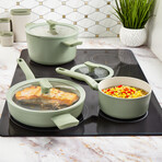 BergHOFF Balance Nonstick Ceramic Stockpot 10" // 4.6qt. With Glass Lid // Recycled Aluminum // Sage