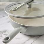 BergHOFF Balance Nonstick Ceramic Wok Pan 11" // 4.4qt. With Glass Lid // Recycled Aluminum // Moonmist