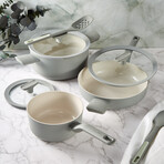 BergHOFF Balance Nonstick Ceramic Saucepan 7" // 2.1qt. With Glass Lid // Recycled Aluminum // Moonmist