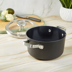 Graphite Nonstick Ceramic 8" Stockpot 3.3qt. With Glass Lid // Sustainable Recycled Material