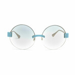 Women's // Break of Dawn Round Sunglasses // Blue + Gold Mirror