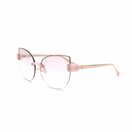 Women's // Kitten Cartel Cateye Sunglasses //  Pink + Gold Mirror