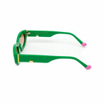 Women's // The Muse Skinny Oval Sunglasses // Green, Pink & Gold + Gradient Brown