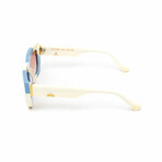 Women's // The Femme Rectangular Sunglasses // White & Blue Checkered + Gradient Brown