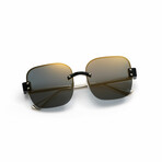 Women's // Deco Beach Square Sunglasses // Gray + Gold Mirror