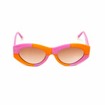 Women's // The Chloe Oval Sunglasses // Orange & Pink Checkered + Gradient Brown