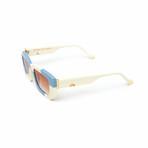 Women's // The Femme Rectangular Sunglasses // White & Blue Checkered + Gradient Brown