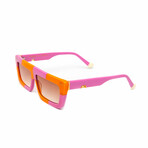 Women's // The Sienna Flat Top Sunglasses // Orange & Pink Checkered + Gradient Brown