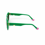 Women's // The Icon Cateye Sunglasses // Green, Pink & Gold + Gradient Gray