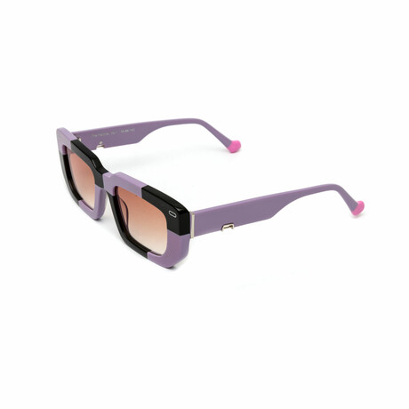 Women's // The Femme Rectangular Sunglasses // Purple & Black Checkered + Gradient Brown