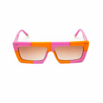 Women's // The Sienna Flat Top Sunglasses // Orange & Pink Checkered + Gradient Brown