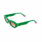 Women's // The Muse Skinny Oval Sunglasses // Green, Pink & Gold + Gradient Brown