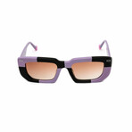 Women's // The Femme Rectangular Sunglasses // Purple & Black Checkered + Gradient Brown