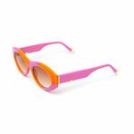 Women's // The Chloe Oval Sunglasses // Orange & Pink Checkered + Gradient Brown