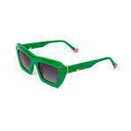 Women's // The Icon Cateye Sunglasses // Green, Pink & Gold + Gradient Gray