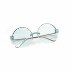 Women's // Break of Dawn Round Sunglasses // Blue + Gold Mirror