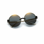 Women's // Break of Dawn Round Sunglasses // Gray  + Gold Mirror