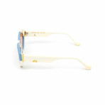 Women's // The Chloe Oval Sunglasses // White & Blue Checkered + Gradient Brown