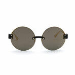 Women's // Break of Dawn Round Sunglasses // Gray  + Gold Mirror