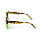 Women's // The Emma Square Sunglasses // Green & Tortoise Checkered + Gradient Brown