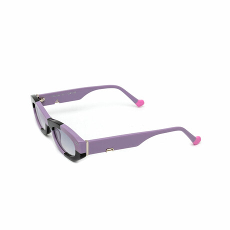 Women's // The Muse Skinny Oval Sunglasses // Purple & Black Checkered + Gradient Gray