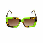 Women's // The Emma Square Sunglasses // Green & Tortoise Checkered + Gradient Brown