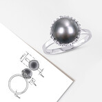 9.5-10mm Cultured Tahitian Pearl & 1/4ct TW Diamond Cocktail Ring in 14k White Gold (9)