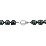 8-10mm Cultured Tahitian Pearl Strand Necklace in Sterling Silver - 18 in