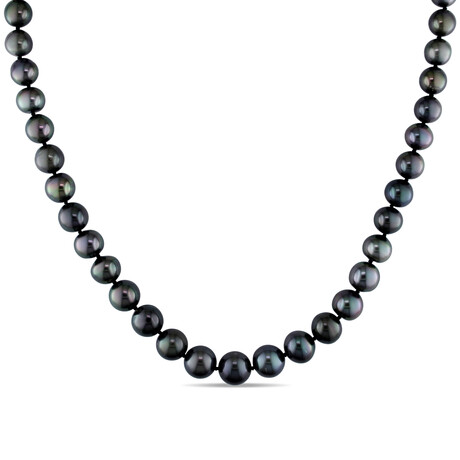 8-10mm Natural-Shaped Cultured Tahitian Pearl Strand Necklace in 14k White Gold - 18 in