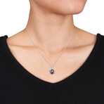 9-9.5mm Cultured Tahitian Pearl & Diamond Accent Curlicue Pendant with Chain in Sterling Silver - 18 in