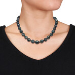 8-10mm Cultured Tahitian Pearl Strand Necklace in Sterling Silver - 18 in