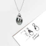 8-9mm Cultured Tahitian Pearl & Diamond Accent Swirl Pendant with Chain in Sterling Silver - 18 in