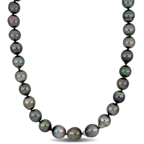 11-13mm Natural-Shaped Cultured Tahitian Pearl Necklace in 14k White Gold - 18 in